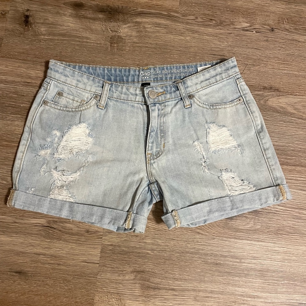 Gap Sexy Boyfriend Shorts Light Denim Distressed